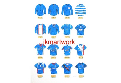 Carlisle United FC Retro Shirts Wall Art Print